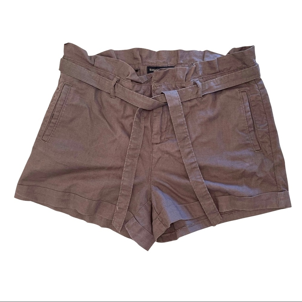 BANANA REPUBLIC FACTORY paper bag, tie waist, taupe shorts - Picture 1 of 5